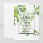 Waterverf eucalyptus groen loof bruiloft kaart (Voorkant / Achterkant)