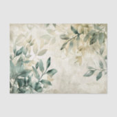 Waterverf Eucalyptus groen op crème decoupage Tissuepapier (Voorkant)