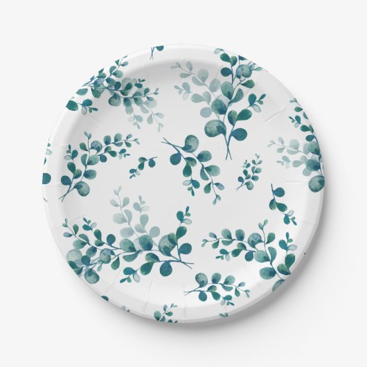 Waterverf eucalyptus groen papieren bordje (Voorkant)