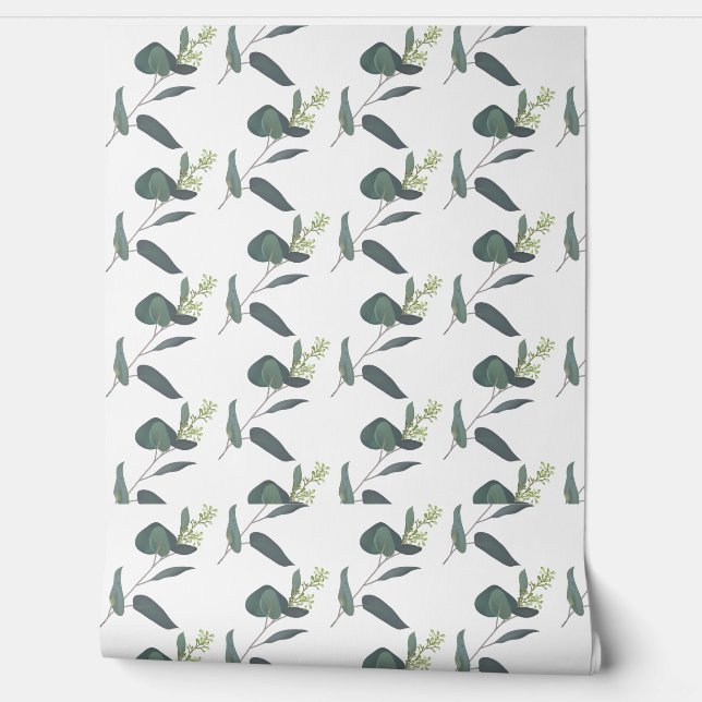 Waterverf eucalyptus groen patroon behang (Afrollen)