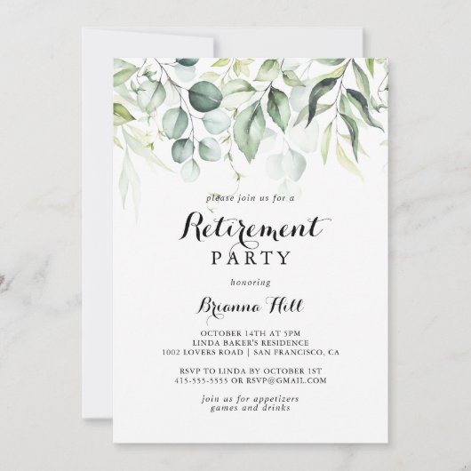 Waterverf Eucalyptus groen pensioen partij Kaart (Voorkant)