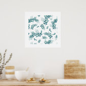 Waterverf eucalyptus groen poster (Keuken)