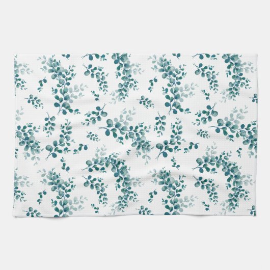 Waterverf eucalyptus groen theedoek (Horizontaal)