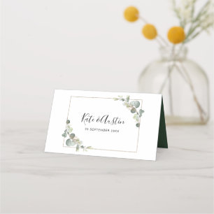 Waterverf eucalyptus groen trouwtafel plaatskaartje