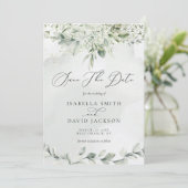 Waterverf Eucalyptus groen tuin botanisch Save The Date (Staand voorkant)