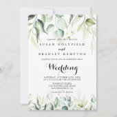 Waterverf Eucalyptus Groen Voor & Achterbruiloft Kaart (Voorkant)