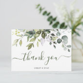 Waterverf Eucalyptus groen Waterverf bruiloft Bedankkaart (Staand voorkant)