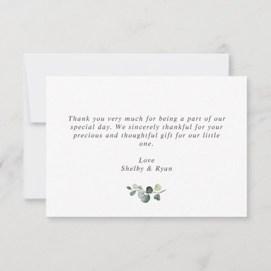 Waterverf Eucalyptus groen Waterverf bruiloft Bedankkaart (Achterkant)