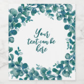 Waterverf eucalyptus groen wijn etiket (Enkel label)