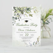 Waterverf Eucalyptus Groene Afstudeerfeest Kaart (Staand voorkant)