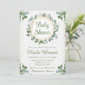 Waterverf Eucalyptus Groene Baby Shower Kaart (Staand voorkant)