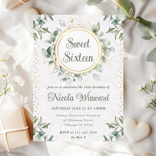 Waterverf Eucalyptus Groene Begroeiing Sweet 16 Kaart
