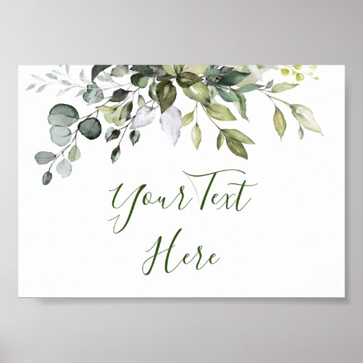 Waterverf Eucalyptus Groene Bord Poster (Voorkant)