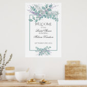 Waterverf Eucalyptus Groene Bruids Welkom Poster (Keuken)