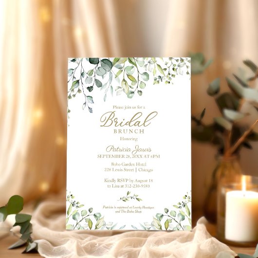 Waterverf Eucalyptus Groene Bruidsbrunch Kaart