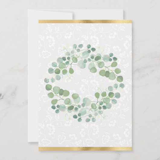 Waterverf Eucalyptus Groene Bruidsdouche Kaart (Achterkant)