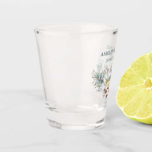 Waterverf Eucalyptus Groene bruiloft Shot Glas (Links)