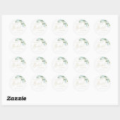 Waterverf Eucalyptus Groene Bruilofts Bruidsshower Ronde Sticker (Vel)