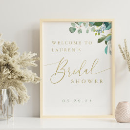 Waterverf Eucalyptus Groene Bruiloftsborrel Poster