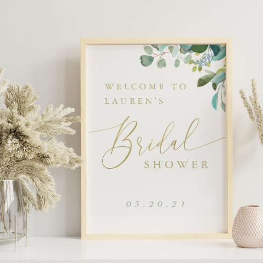 Waterverf Eucalyptus Groene Bruiloftsborrel Poster