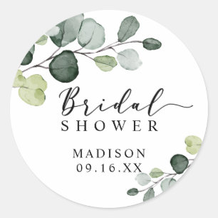 Waterverf Eucalyptus Groene Bruiloftsborrel Ronde Sticker