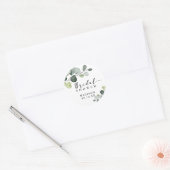 Waterverf Eucalyptus Groene Bruiloftsborrel Ronde Sticker (Envelop)