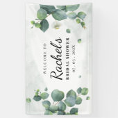 Waterverf Eucalyptus Groene Bruiloftsborrel Spandoek (Verticaal)