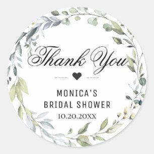 Waterverf Eucalyptus Groene Bruiloftsdouche Ronde Sticker