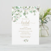 Waterverf Eucalyptus Groene Bruiloftslunch Kaart (Staand voorkant)