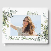 Waterverf Eucalyptus Groene Bruiloftsshower Foto Gastenboek (Voorkant)