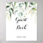 Waterverf Eucalyptus Groene Gastensignatuur Poster (Voorkant)