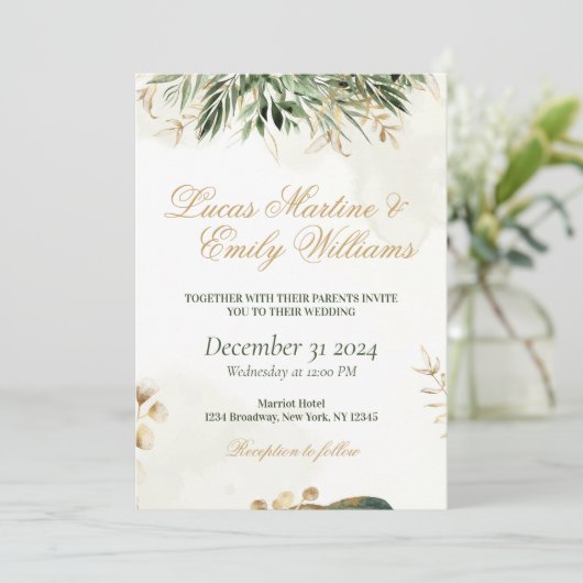 Waterverf Eucalyptus Groene Gebieden Goud Neustra  Kaart (Staand voorkant)