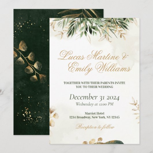 Waterverf Eucalyptus Groene Gebieden Goud Neustra  Kaart (Voorkant / Achterkant)