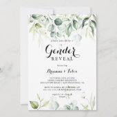 Waterverf Eucalyptus Groene Gender Reveal Party Kaart (Voorkant)