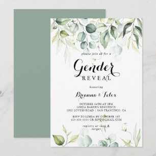 Waterverf Eucalyptus Groene Gender Reveal Party Kaart