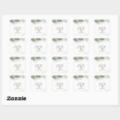 Waterverf Eucalyptus Groene Harten Bruiloft Vierkante Sticker (Vel)