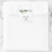Waterverf Eucalyptus Groene Harten Bruiloft Vierkante Sticker (Tas)