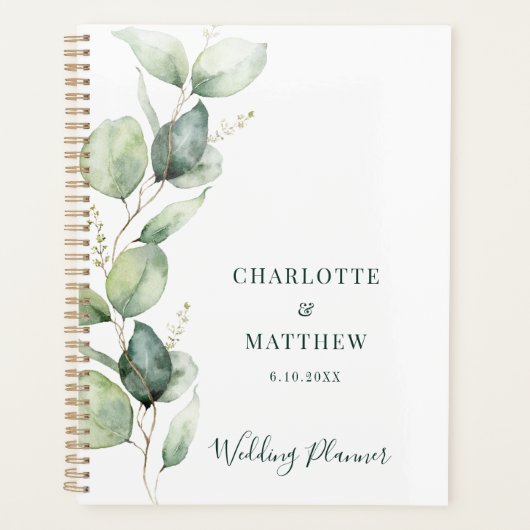 Waterverf Eucalyptus Groene Huwelijk Planner (Voorkant)