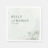 Waterverf Eucalyptus Groene Huwelijk Servet (Voorkant)