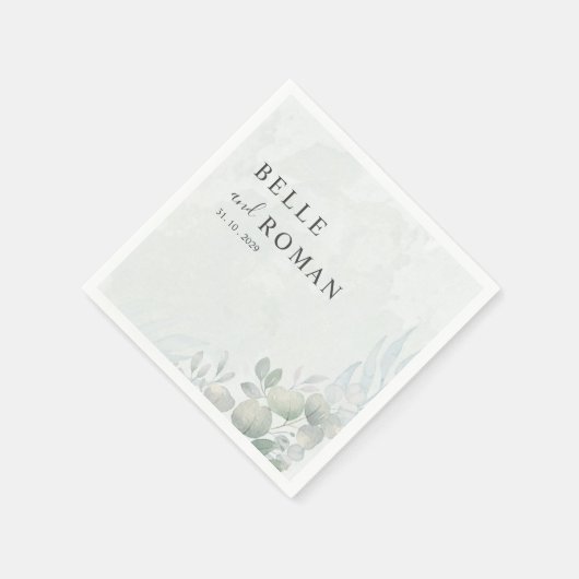 Waterverf Eucalyptus Groene Huwelijk Servet (Hoek)