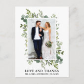 Waterverf Eucalyptus Groene Huwelijks Dankbetuigin Briefkaart (Voorkant)