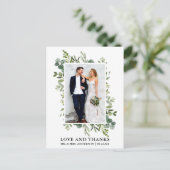 Waterverf Eucalyptus Groene Huwelijks Dankbetuigin Briefkaart (Staand voorkant)