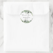 Waterverf Eucalyptus Groene Huwelijks Dankjewel Ronde Sticker (Tas)