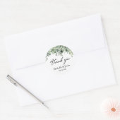 Waterverf Eucalyptus Groene Huwelijks Dankjewel Ronde Sticker (Envelop)