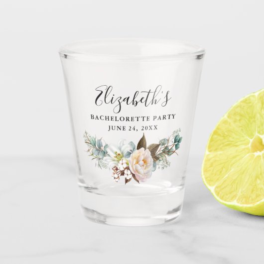 Waterverf Eucalyptus Groene Jonggezellenfeest Shot Glas (Voorkant)