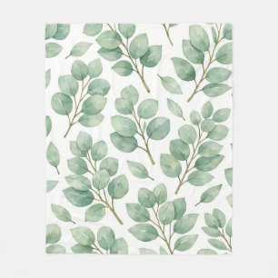 Waterverf Eucalyptus Groene Patroon Fleece Deken