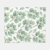 Waterverf Eucalyptus Groene Patroon Fleece Deken (Voorkant (Horizontaal))