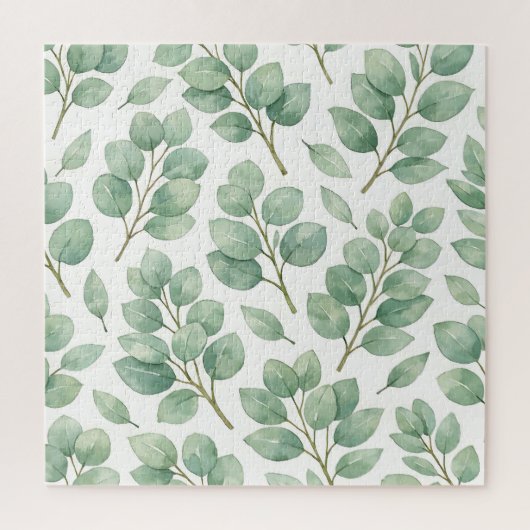 Waterverf Eucalyptus Groene Patroon Legpuzzel (Verticaal)