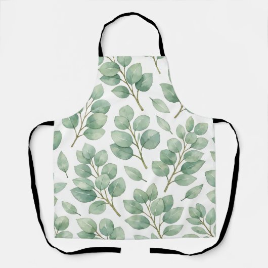 Waterverf Eucalyptus Groene Patroon Schort (Voorkant)