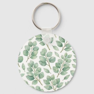 Waterverf Eucalyptus Groene Patroon Sleutelhanger